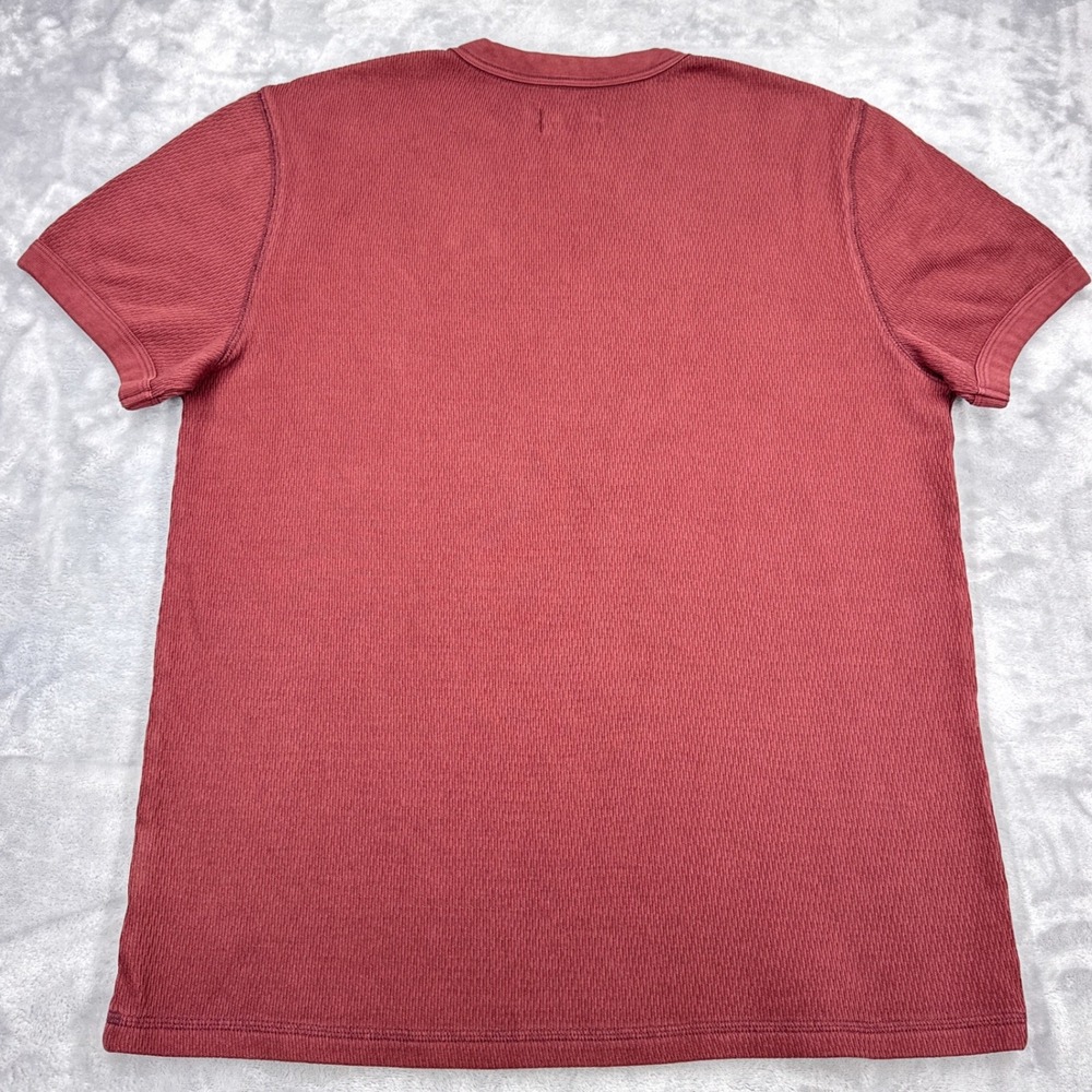 TAYLOR STITCH Heavy Bag Waffle Tee Mens 40 Burgundy Organic Cotton Short Sleeve - Picture 3 of 7
